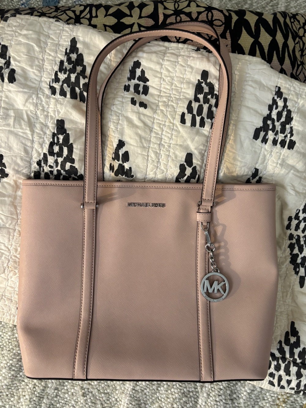 Michael Kors Blush Saffiano Leather Tote with MK Charm